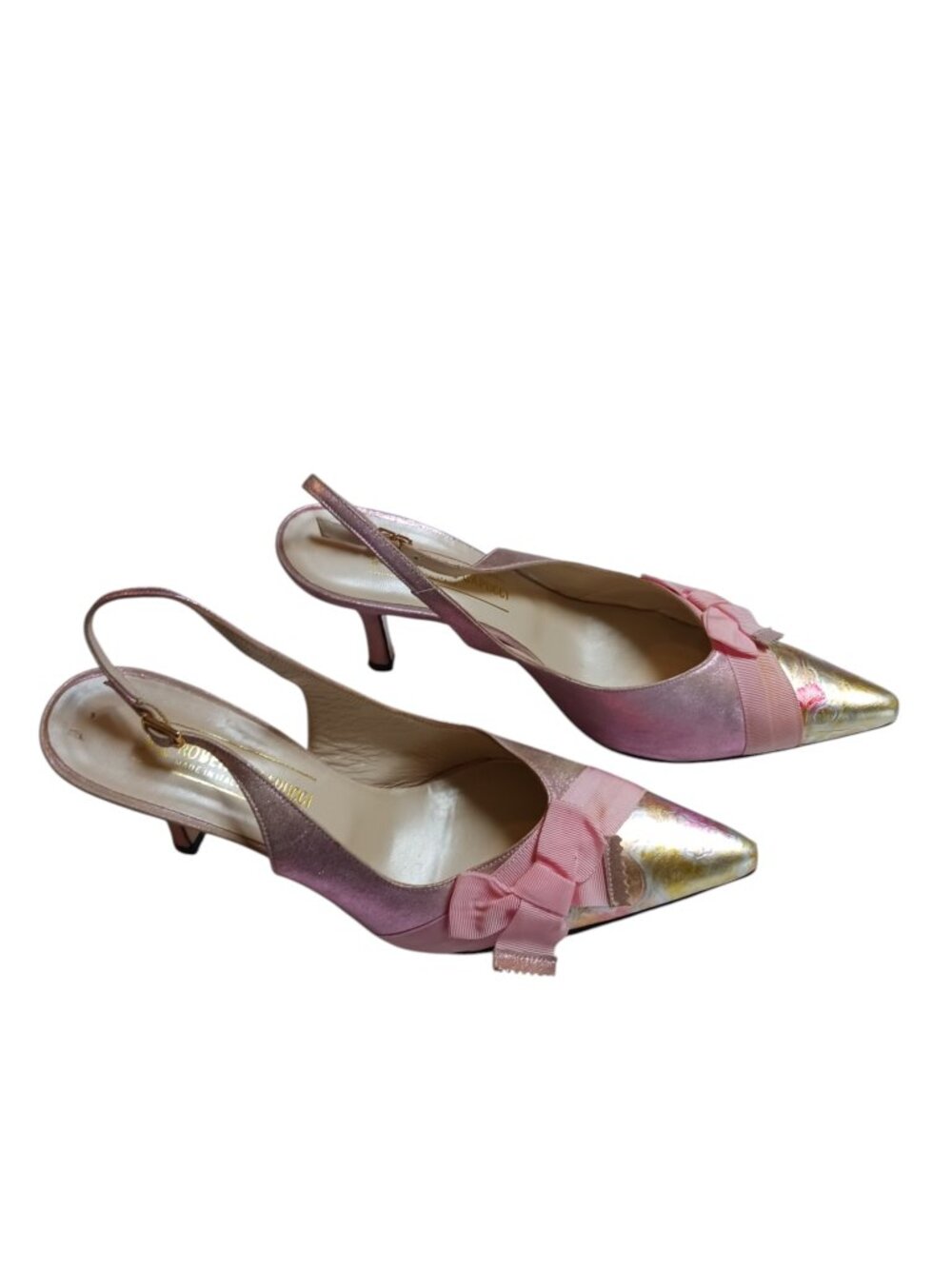 Roberto Capucci Vintage Metallic Pink Kitten Heels Size 8.5B - Picture 4 of 16
